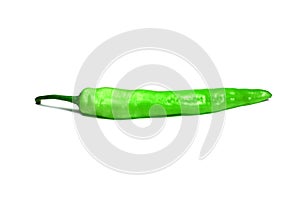 The green chilli on white isolate background