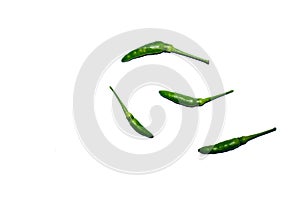 Green chillies Against a white background