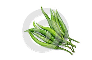 Green chillies isolated on white background.