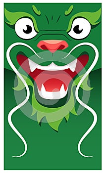 Green Chinese Dragon Face. Vector Poster for 2024 New Year. Lunar New Year Symbol