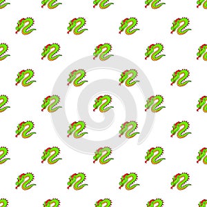 Green chinese dragon pattern, cartoon style