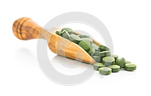 Green chlorella pills or green barley pills