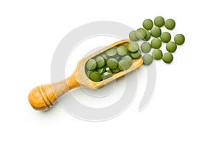 Green chlorella pills or green barley pills