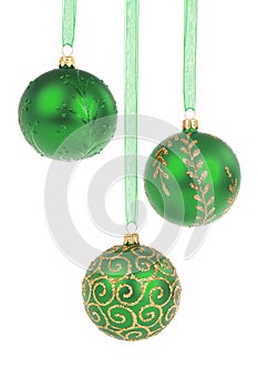 Green Christmas baubles