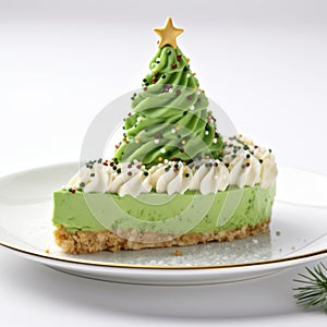 Green Christmas Cheesecake With Festive Tree Decoration
