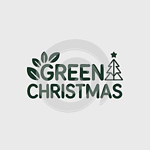 Green Christmas Eco Typography Badge Minimal Flat Design