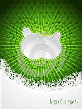 Green christmas greeting with bursting christmas decoration