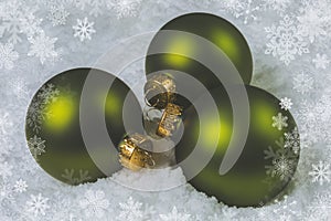 Green christmas ornaments balls
