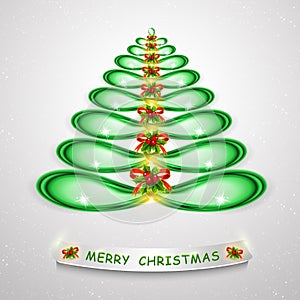 Green Christmas tree. Abstract modern 3d lightened Christmas tree for creative graphic design. Modern 3D illustration.