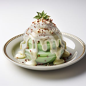 Green Christmas Tree Bread Pudding With Sprinkles