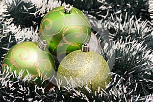 Green Christmas-tree decorations. Selective focus.