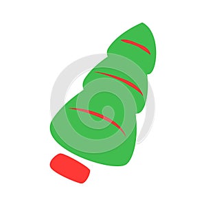 Green Christmas tree flat vector abstract element