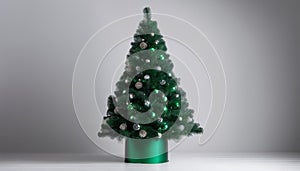 A green christmas tree in a green vase