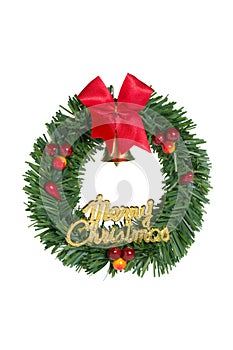 Green Christmas Wreath Red Ribbon.