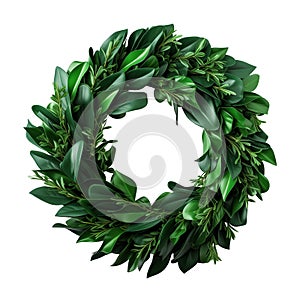 Green christmas wreath on white background with clipping path