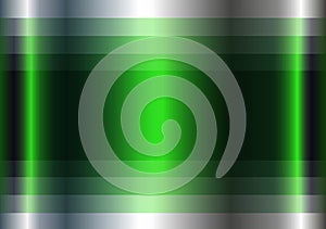 Green chrome metal 3D background, lustrous and shiny metallic design with striped pattern