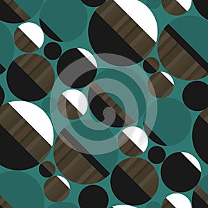 Green circle and disc vintage 50s seamless pattern