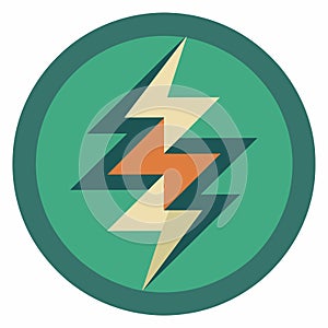 A green circle featuring a lightning bolt inside, symbolizing sustainability and energy, Simple circle with zigzag pattern