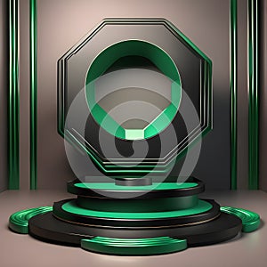 Green Circle pedestal in eleglance luxuary for product presentation Ai generated