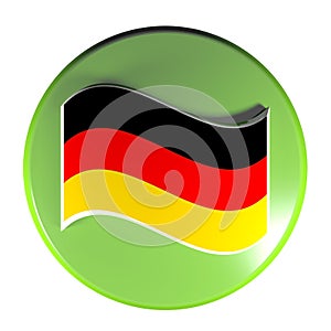 Green circle push button German flag - 3D rendering illustration