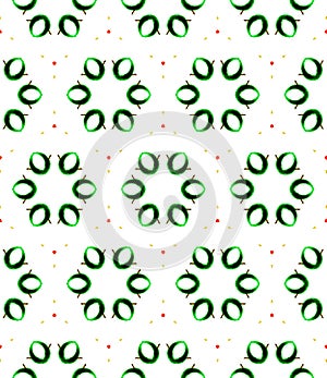 Green circles seamless pattern. Hand drawn waterco