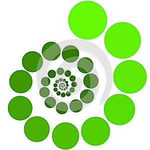 Green circles in a spiral