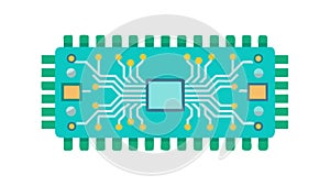 Green Circuit Board Chip Vector for Technology and Computing, vector design Generative AI