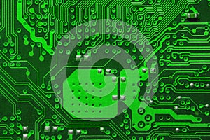 Green Circuit board, electronic computer hardware technology. Motherboard digital chip. Technical science