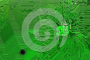 Green Circuit board, electronic computer hardware technology. Motherboard digital chip. Technical science