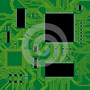 Green circuit board vector illustration.