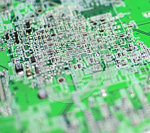 Green circuit PC board macro shot