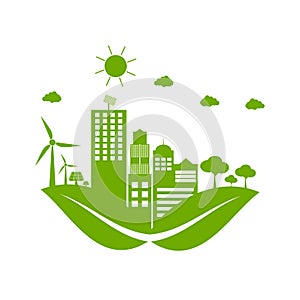 Green cities help the world with eco-friendly concept ideas.vector illustration