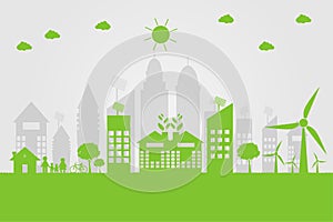 Green cities help the world with eco-friendly concept ideas.vector illustration photo