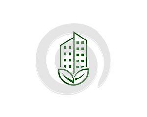 Green city building abstract logo design.