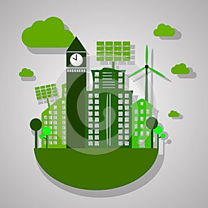 Green city building, save earth concept, vector