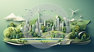 Green city concept. AI generated illustration