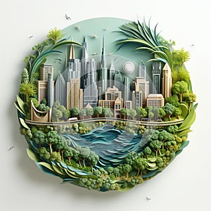 Green city concept. AI generated illustration