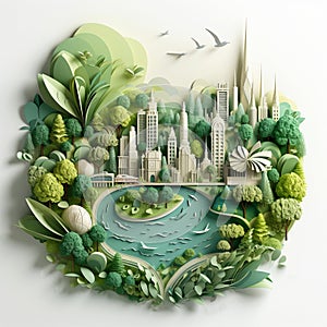 Green city concept. AI generated illustration