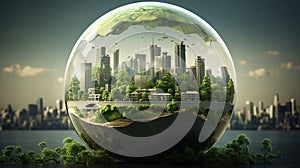 green city and environmental conservation concept, ecology and saving planet, generative AI