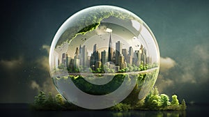 green city and environmental conservation concept, ecology and saving planet, generative AI
