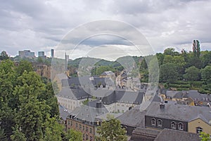 Cityscape of Luxembourg on a stormy summer day