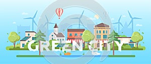 Green city - modern flat design style vector illustration