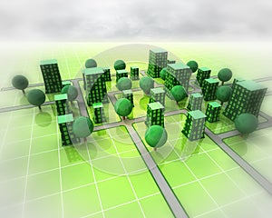 Green city ortogonal structure background photo