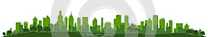 Green city silhouette, cityscapes - vector photo