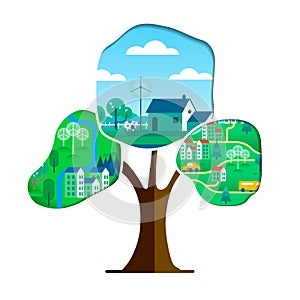 Green city tree concept for environment care