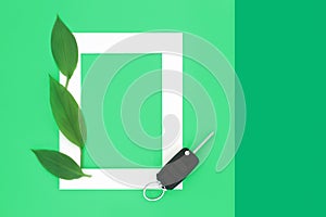 Green Clean Energy Design with Key Fob and Leaves