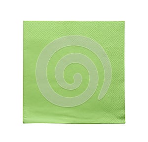 Green clean paper tissue isolated on white, top view