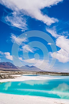 Unique salt lake scenery in China