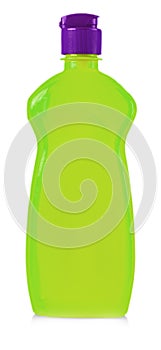 Green cleaning equipment isolated on a white background