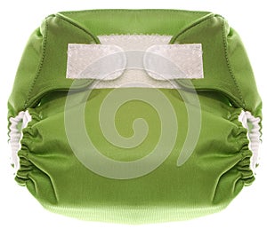 Green Cloth Diaper with Hook and Loop Closure